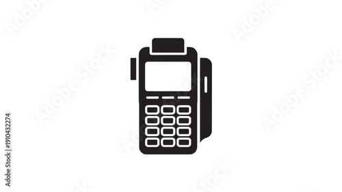 Card Machine Icon in Simple Flat Design with Monochromatic Color Scheme on White Background for Financial Technology