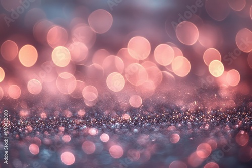 dreamy pink and purple bokeh over a glittering surface with soft glowing circles and shimmering sparkles creating a warm festive and magical atmosphere