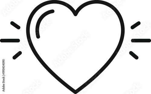 Minimalist Shining Heart Outline for Valentine's Day Celebrations, a beautiful Vector Illustration expressing love, passion, and affection in a simple, elegant graphic form