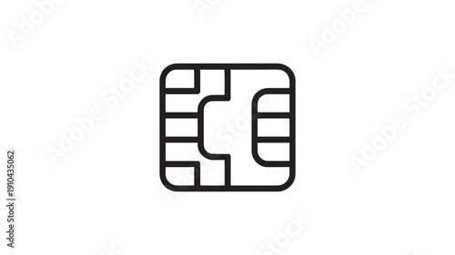 SIM card icon in minimalist style with dark outline on white background for mobile technology