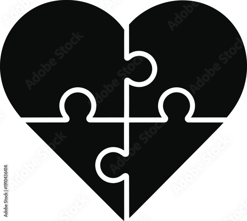 A unique heart-shaped puzzle vector illustration symbolizing love, unity, and connection, perfect for Valentine's Day designs and relationship themes