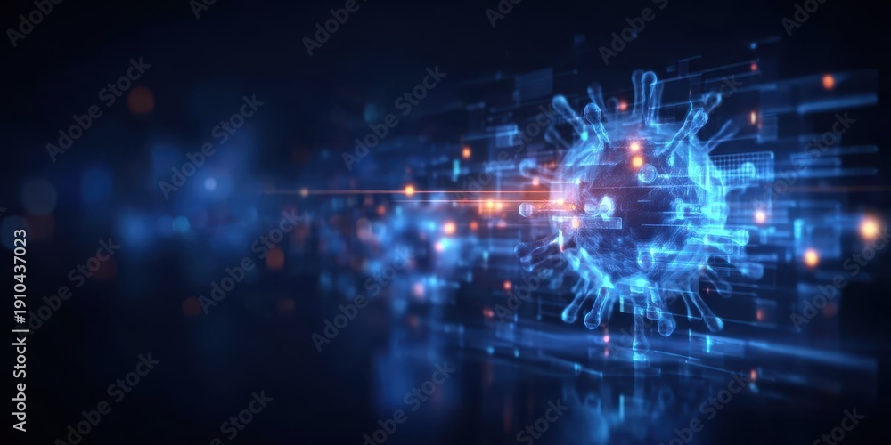 Fototapeta premium Through advanced hacking, a hacker initiates a precise attack that leads to a classified breach, deploying a silent virus and triggering an immediate danger alert