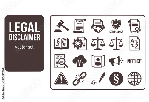 Legal Disclaimer Terms of Service Vector Illustrations Legal-Notices Legal-Agreements Compliance Legal-Documents Disclaimer-Concepts Vector Set - Legal Terms