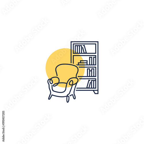 Minimalist Furniture and Interior Design Logo with Modern Line Art Furniture Symbols