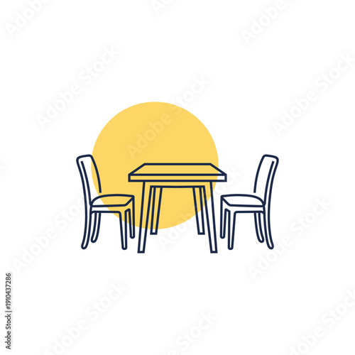 Minimalist Furniture and Interior Design Logo with Modern Line Art Furniture Symbols