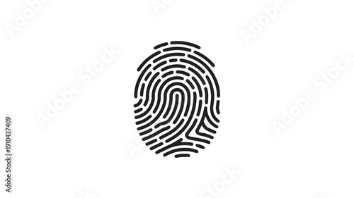 Fingerprint in black ink on white background with detailed ridges and whorls for forensic identification