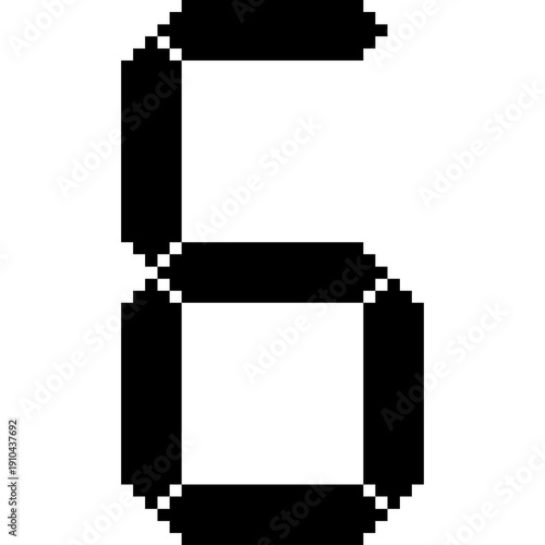 Digital Clock Number Six LCD Display, Seven Segment LED Digit Six, Electronic Numeric Display
