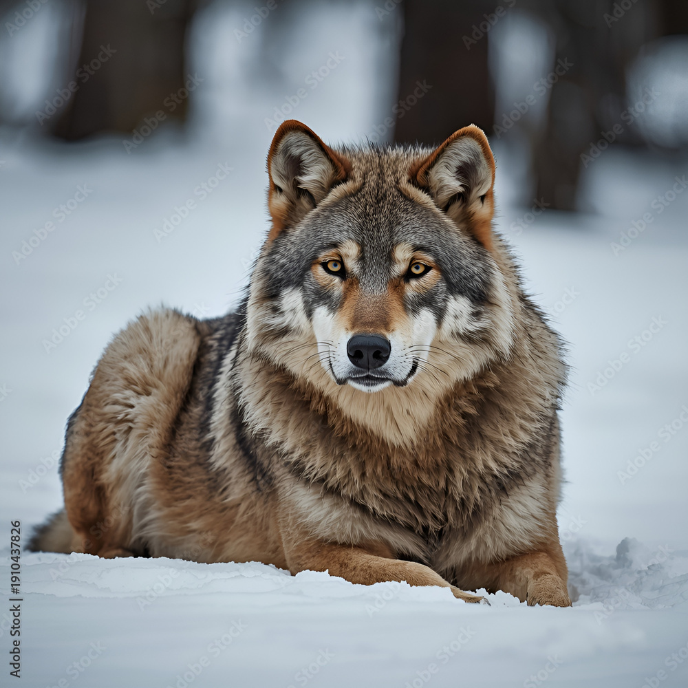 Fototapeta premium gray wolf in snow