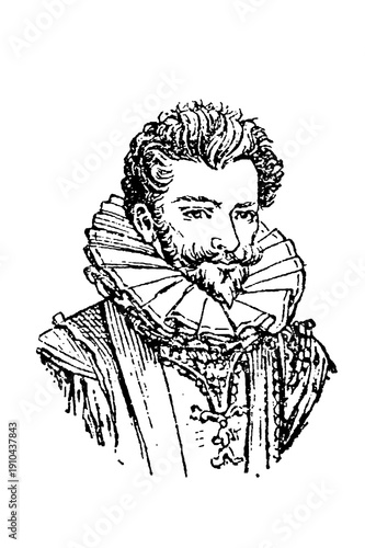 Foto Henry I, Duke of Guise (1550–1588), French military leader of the Catholic League, shown in armor with commanding presence, old vintage illustration, 1897