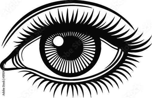 Beautiful human eye with long lashes and intricate iris detail