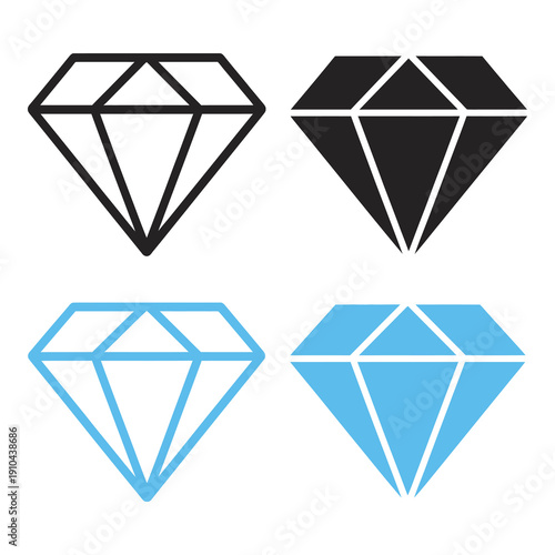 Diamond shapes in different colors and line styles  geometric icons icon