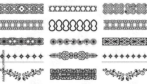 Collection of ornamental decorative borders and dividers for graphic design and creative projects