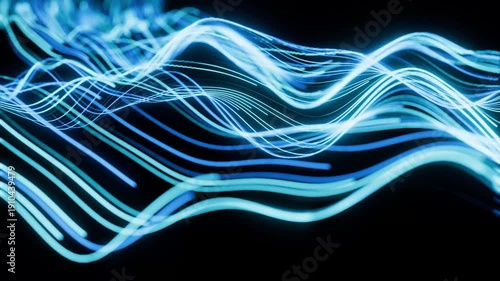 流れる青の光の線。抽象的なテクノロジーの背景。ループ動画