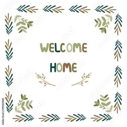 Colorful vector illustration in the form of an inscription plants and leaves