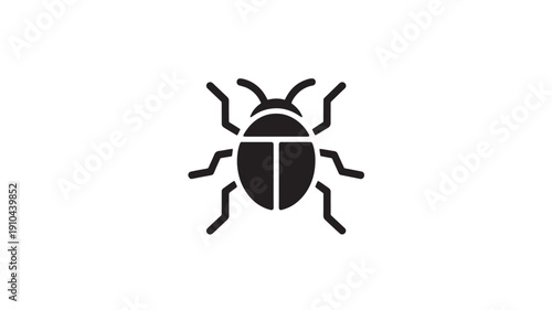 Beetle icon in simple flat design with dark color on white background for web graphics