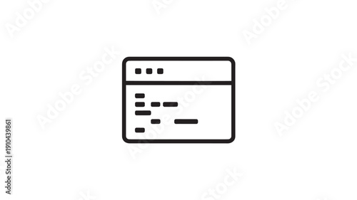 Simple browser icon in minimalist design with black outline and white background for web development