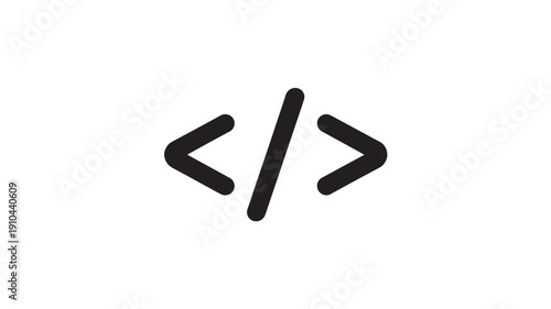 Code Symbol in Minimalist Design with Dark Color on White Background for Web Development