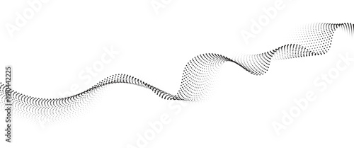 Flowing Dot Wave halftone gradient pattern on transparent background
