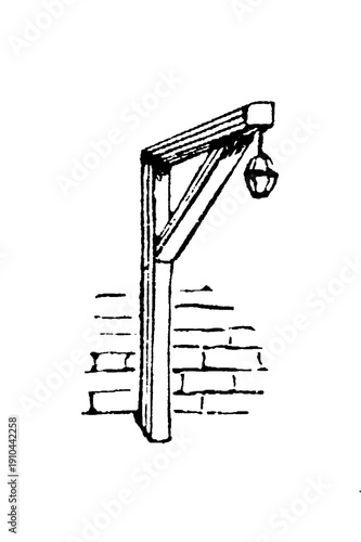 Картината върху платно A wooden gallows structure with crossbeam and noose, showing historical capital