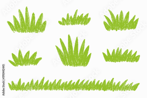 Green Grass Clipart Set – Hand Drawn Meadow Lawn Doodle Illustration Collection