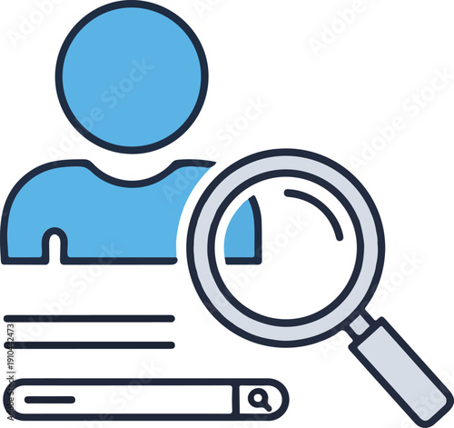 User Profile Search Icon for Recruitment and Data Analytics Concept