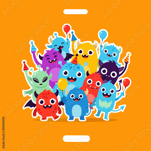 Spooky Cute Monsters Birthday Invitation Card