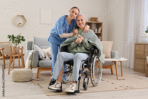 Nurse hugging mature woman ...