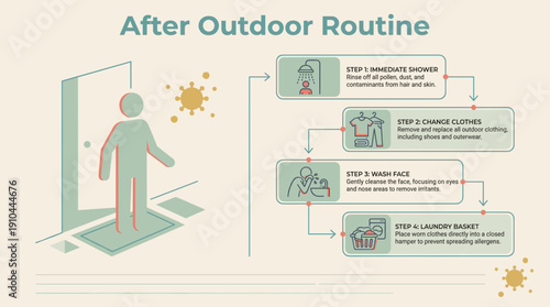 After Outdoor Routine infographic highlighting essential hygiene steps  