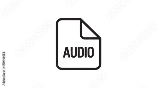 Audio File Icon in Simple Flat Design with Black Color on White Background for Web and Mobile Applications