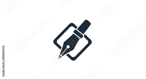 pen inside diamond shape logo, writing, design, creative