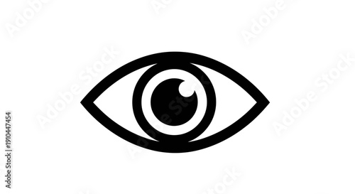 eye icon, vision symbol, black and white, simple design