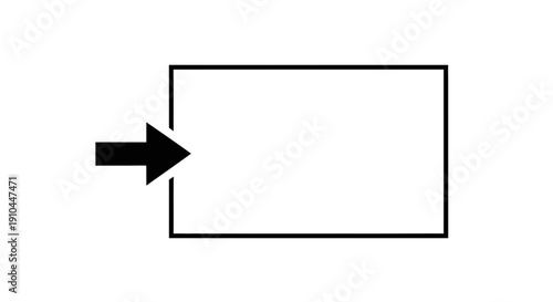 arrow entering rectangle, input concept, design element, black shape