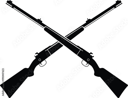 Large set of weapon silhouettes black gun vector icons isolated on white background featuring assault rifles pistols shotguns and snipers for military and hunting design