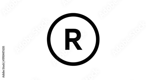 registered trademark symbol, black circle, white background, brand protection