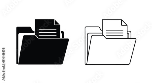 Two folder icons one filled one outlined representing file management