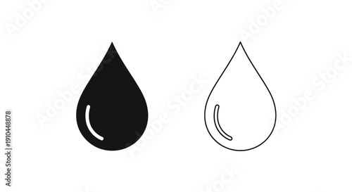 Two water droplet icons a black fill and a white outline