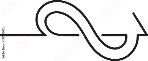 A stylized abstract wave transitioning into a smooth arrow shape. Vector, illustration