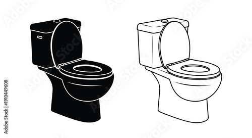 Black and white illustration of two toilet designs side by side