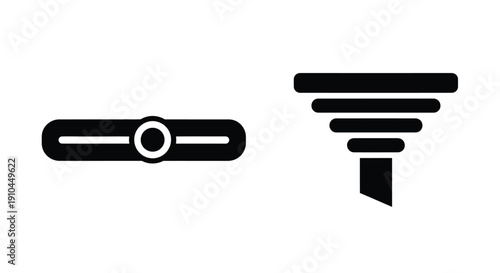Black and white icons depicting a slider and filter interface element