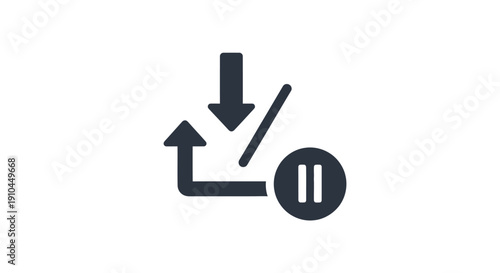 Download icon with pause symbol and upload arrow.