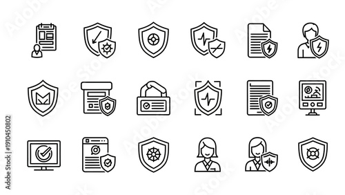 Cybersecurity Icons Set Protection Data Security Concept.