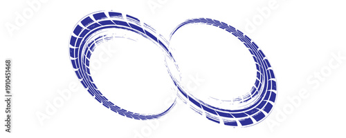 Tire track. Tyre mark of car, bike, motorcycle with grunge effect on white background.