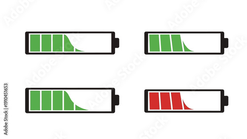 Four battery charge level indicators showing different power levels.