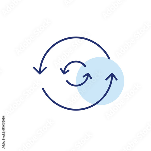 Update cycle, refresh process, renewal system. Recycling arrows. Pixel perfect, editable stroke vector icon
