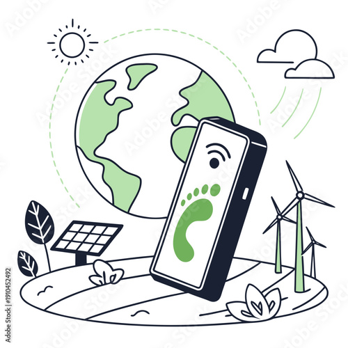 Smart carbon footprint tracking system interface for environmental management, visualizing personal or corporate impact data with innovative digital tools for sustainability and eco-consciousness.