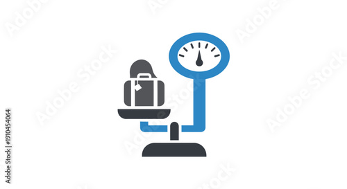 Luggage on a weighing scale measuring weight.