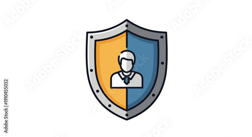 Person Icon Protected by Shield Security Concept.