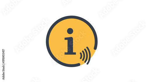 Information icon with sound waves symbol.