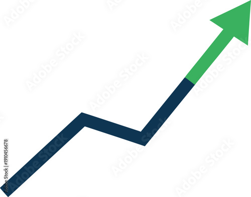 3D illustration of a business growth graph with upward arrows symbolizing financial success and market progress in the housing industry