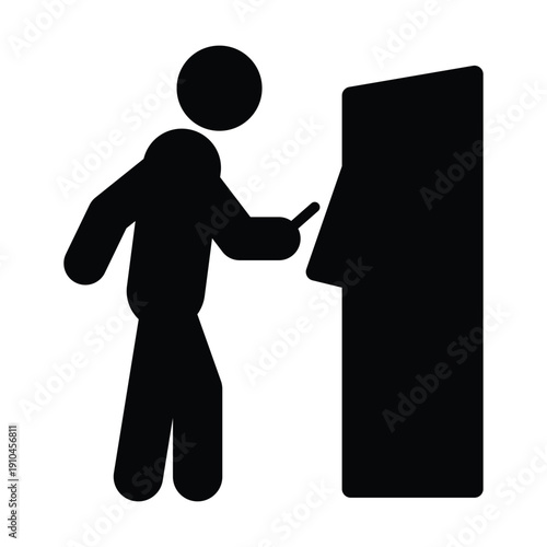 Insert Card ATM Icon – Banking Transaction Pictogram Symbol Human pictogram inserting debit or credit card into ATM machine